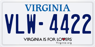 VA license plate VLW4422