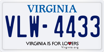 VA license plate VLW4433