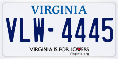 VA license plate VLW4445