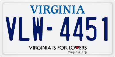 VA license plate VLW4451