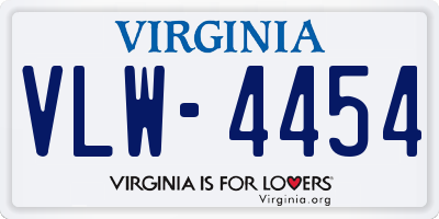 VA license plate VLW4454