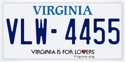 VA license plate VLW4455