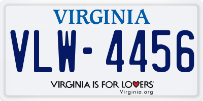 VA license plate VLW4456