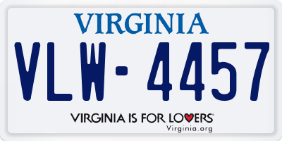 VA license plate VLW4457