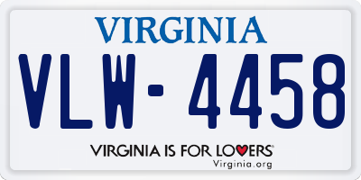 VA license plate VLW4458