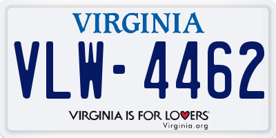 VA license plate VLW4462