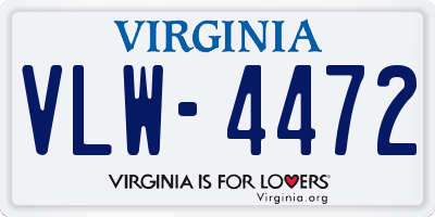 VA license plate VLW4472