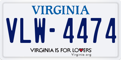 VA license plate VLW4474