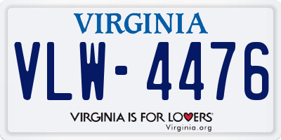 VA license plate VLW4476