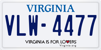 VA license plate VLW4477