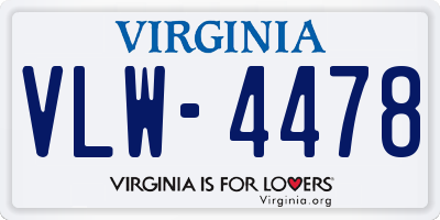 VA license plate VLW4478