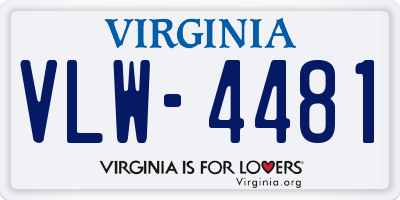 VA license plate VLW4481