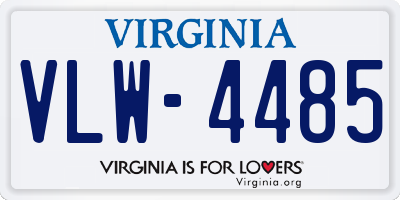 VA license plate VLW4485