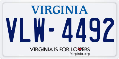 VA license plate VLW4492