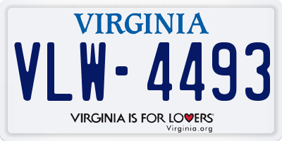 VA license plate VLW4493