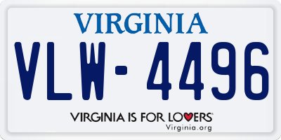 VA license plate VLW4496