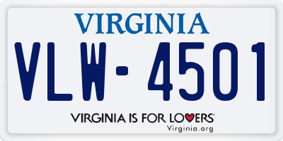 VA license plate VLW4501