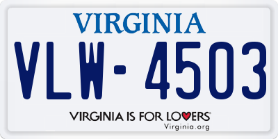 VA license plate VLW4503