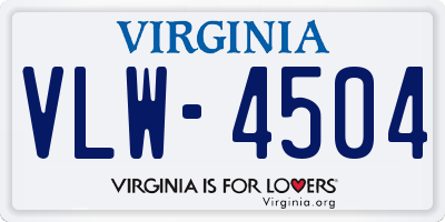 VA license plate VLW4504