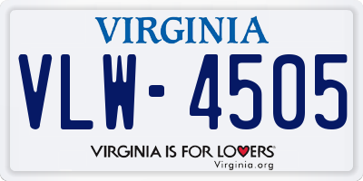 VA license plate VLW4505