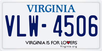 VA license plate VLW4506