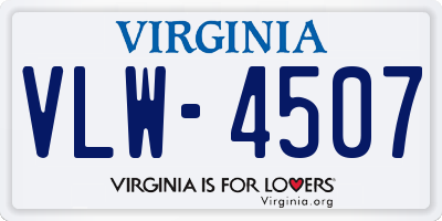 VA license plate VLW4507