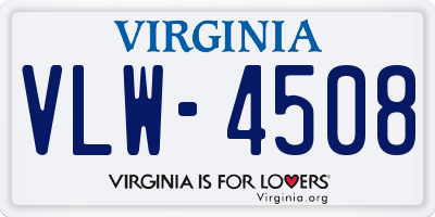 VA license plate VLW4508