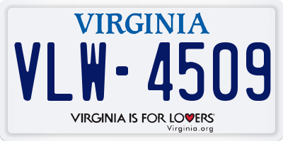 VA license plate VLW4509