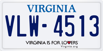 VA license plate VLW4513