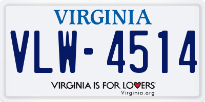 VA license plate VLW4514