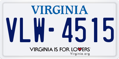 VA license plate VLW4515