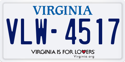 VA license plate VLW4517