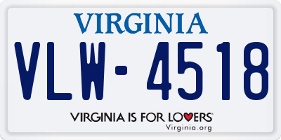 VA license plate VLW4518