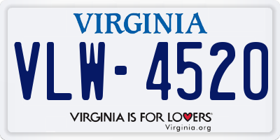 VA license plate VLW4520