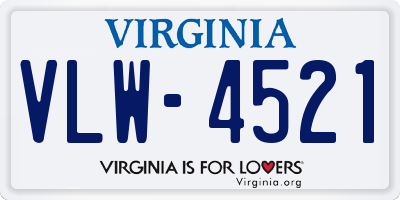 VA license plate VLW4521