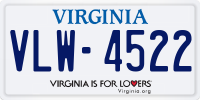 VA license plate VLW4522