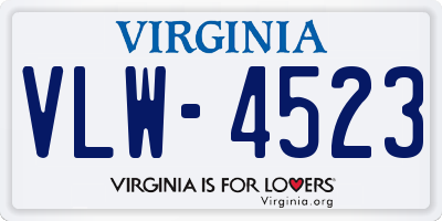 VA license plate VLW4523