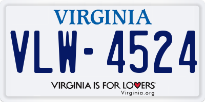 VA license plate VLW4524