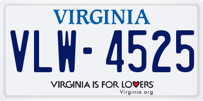 VA license plate VLW4525