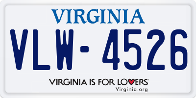 VA license plate VLW4526