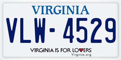 VA license plate VLW4529