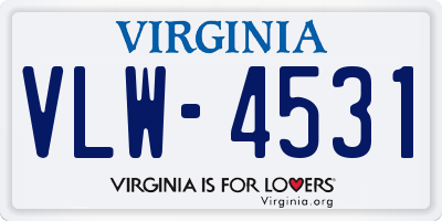 VA license plate VLW4531