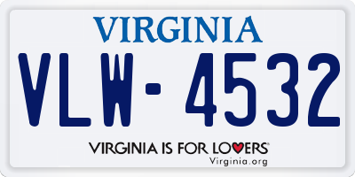 VA license plate VLW4532