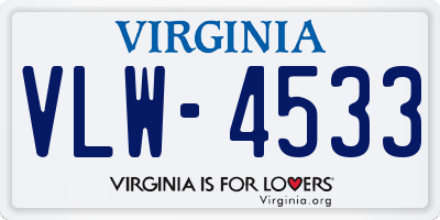 VA license plate VLW4533