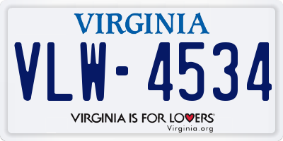 VA license plate VLW4534