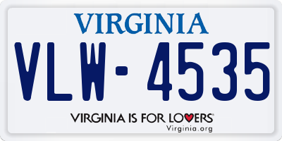 VA license plate VLW4535