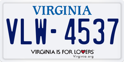 VA license plate VLW4537