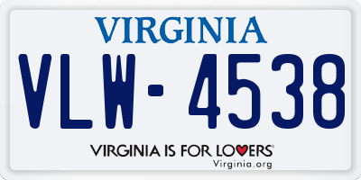 VA license plate VLW4538