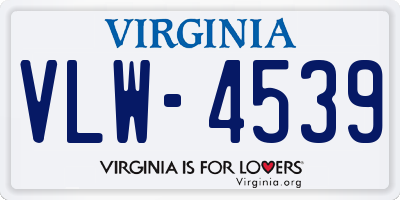 VA license plate VLW4539