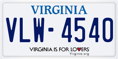 VA license plate VLW4540